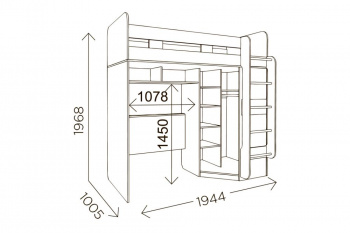 Доминик NEW  М15 кровать-чердак с угловым шкафом